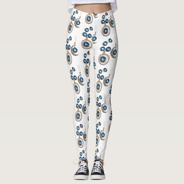 Julsmyckena Träd blå Måne Leggings (Framsida)