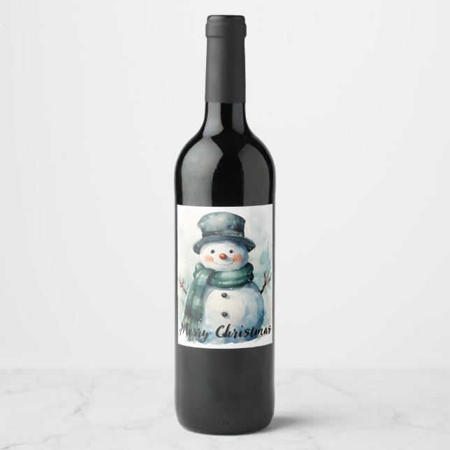 🎄 Julsnig Gubbe Vinetikett 🍷 Vinflaska Etikett (Framsida)