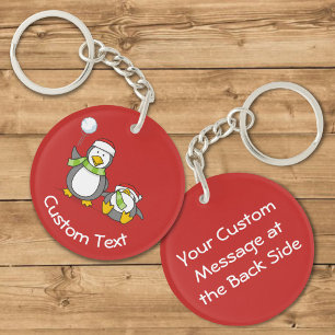 Julsnöballande Penguins Keychain