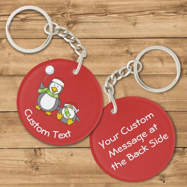 Julsnöballande Penguins Keychain (Skapare uppladdad)