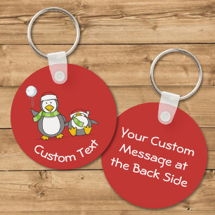 Julsnöballande Penguins Keychain Nyckelring