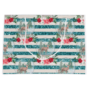 Julsnöboll, hjort, poinsettior