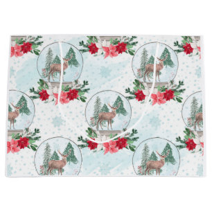 Julsnöboll, hjort, poinsettior