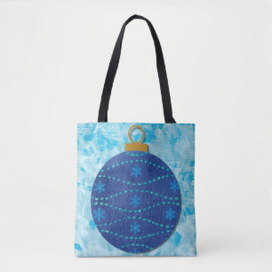 Julsnöflake Blue Ornament Aqua Tote Tygkasse