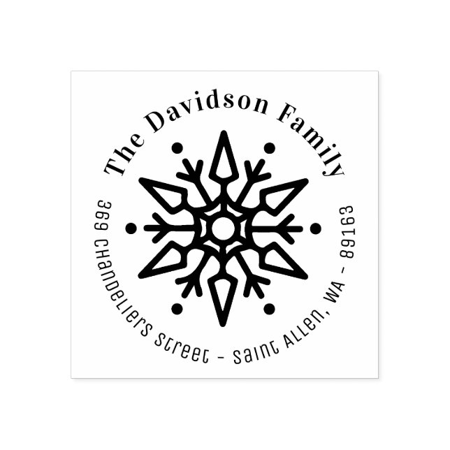 Julsnöflake Modern Returadress Stämpel (Tryck)