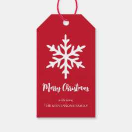 Julsnöflake Red Minimalist Julfest Presentetikett