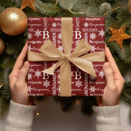 Julsnöflake Upprepande Namn Personlig Presentpapper