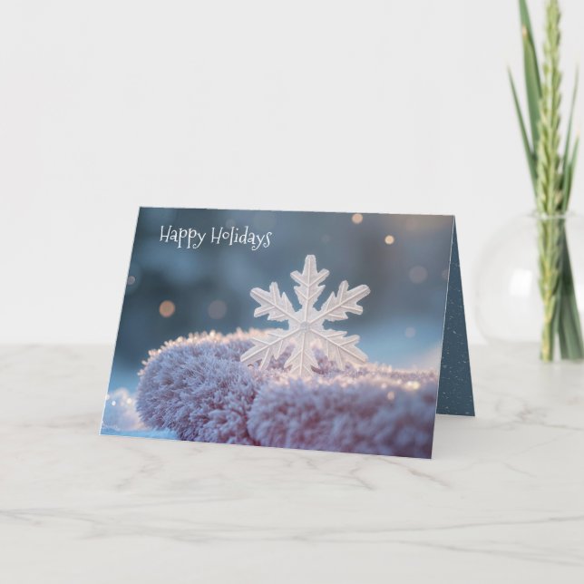 Julsnöflinga på en rosa handske helgkort (Framsida)