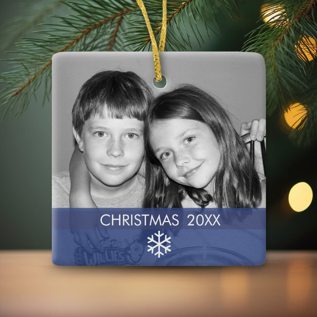 Julsnöflingan Photo Ram - Modern Julgransprydnad Keramik (Personalized Photo Ornament - Christmas Keepsake)