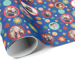 Julsnöflingor 8 favorit- familjfotoblått presentpapper