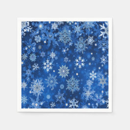 Julsnöflingor Blå & Silver Pappersservetter