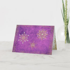 JulSnöflingor Lila och Guld Helgkort