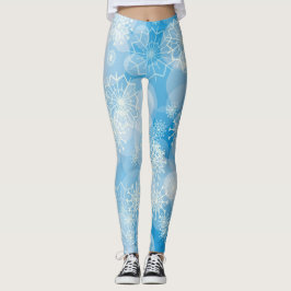 Julsnöflingor på en blå bakgrund      leggings