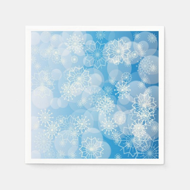 Julsnöflingor på en blå bakgrund          pappersservett (Framsidan)