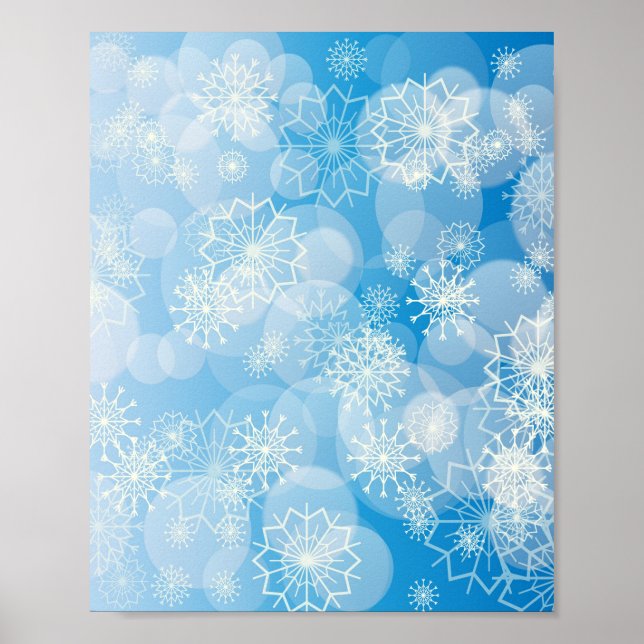 Julsnöflingor på en blå bakgrund poster (Framsidan)
