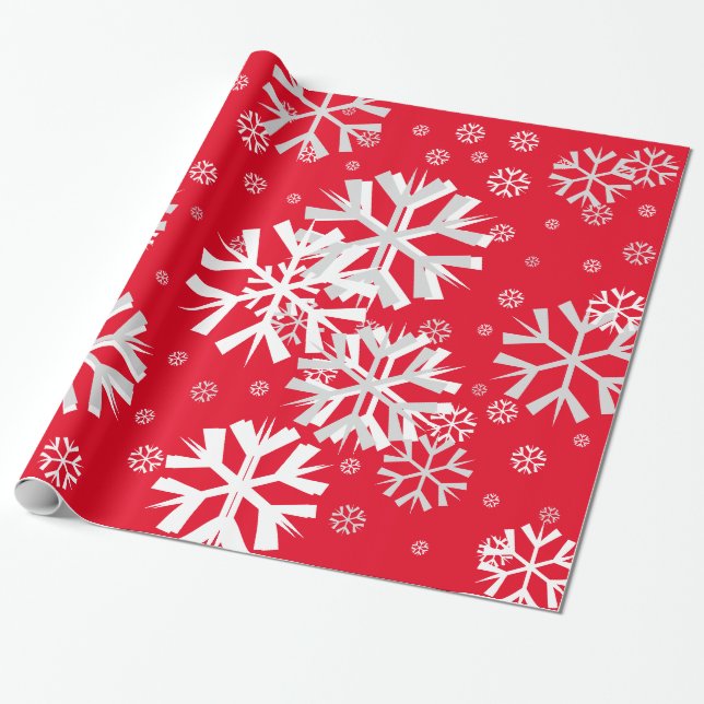 Julsnöflingor Wrapping Papper-Red Presentpapper (Utrullad)