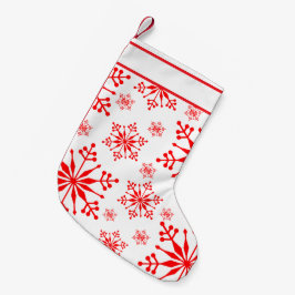 Julsnöflummel Stocking in Red and White. Liten Julstrumpa