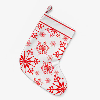 Julsnöflummel Stocking in Red and White. Liten Julstrumpa