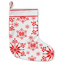 Julsnöflummel Stocking in Red and White.