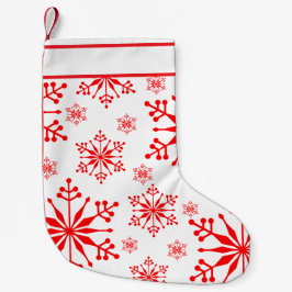 Julsnöflummel Stocking in Red and White. Liten Julstrumpa