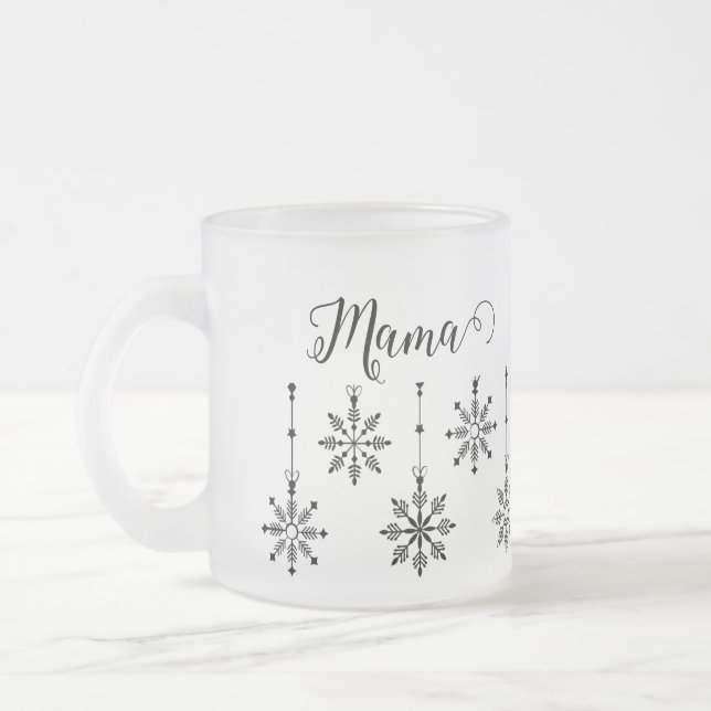 Julsnöflummen Mamma - redigerbart Frosted Mugg (Vänster)