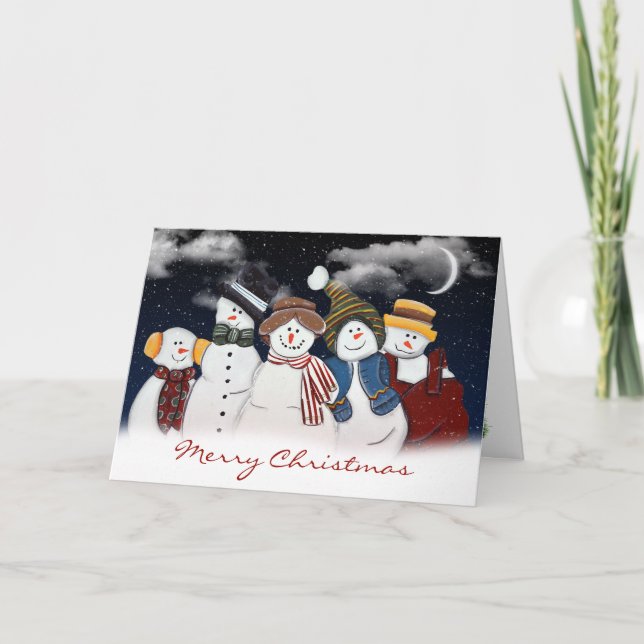 JulSnögubbar i Snöflingor Kort (Framsida)