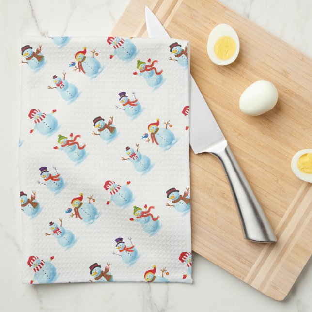 JulSnögubbar Kökshandduk (Vikt i Fjärdedel)