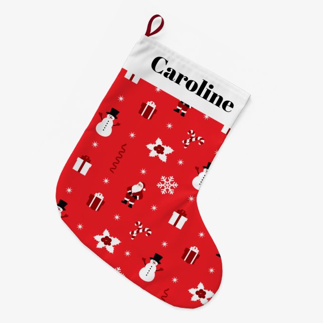 JulSnögubbar Santas Personlig Large Stor Julstrumpa (Framsidan (Hängande))