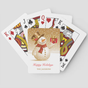 Julsnögubbe som leker kort casinokort