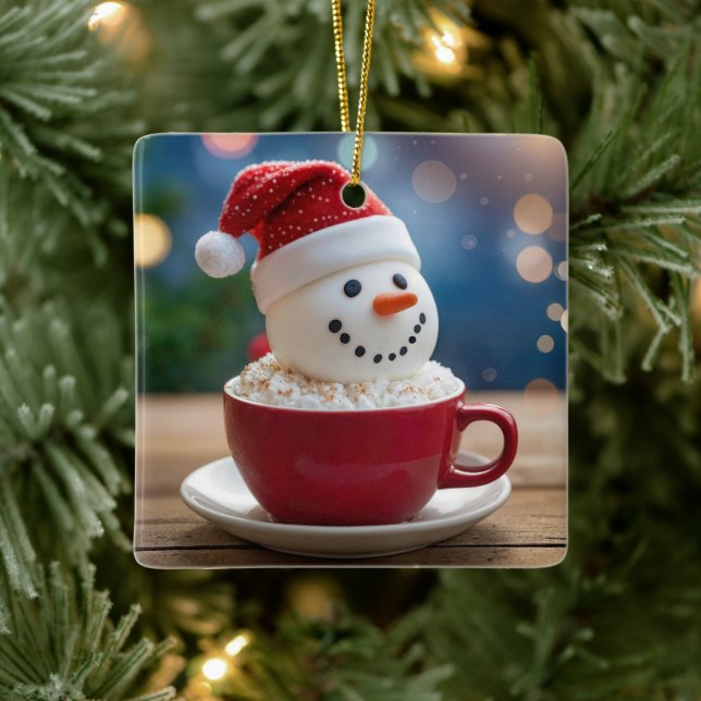 Julsnömannen i het choklad julgransprydnad keramik (Träd)