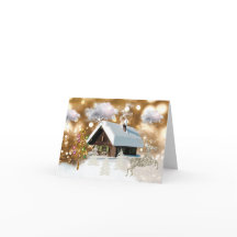 Julsnöstuga guld- Bokeh