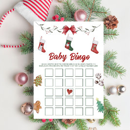 Julsock Baby Shower Baby Bingo Games Card Inbjudningar