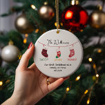Julsockel Cute Personlig Photo Julgransprydnad Keramik<br><div class="desc">Retro-julklapp Personlig Foto Ceramic Ornament</div>