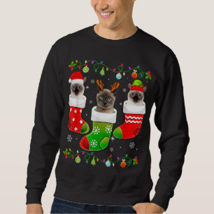 Julsockel Funny Siamese Cat Lover Julafton Light Lång Ärmad Tröja