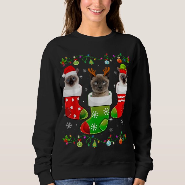 Julsockel Funny Siamese Cat Lover Julafton Light T Shirt (Framsida)