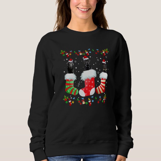 Julsockel Ljus Santa Svart lab Labrador Do T Shirt (Framsida)