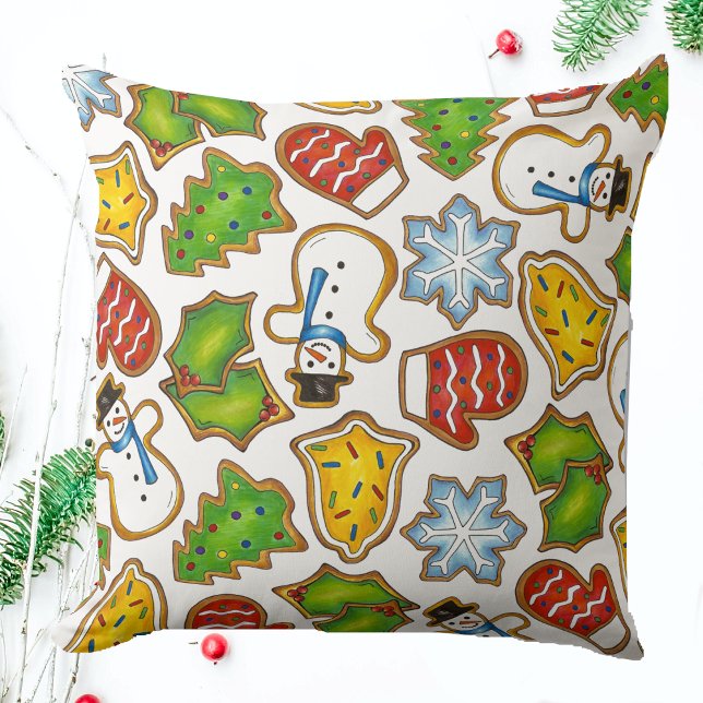 Julsocker Cookies Helgdag Festive Food Skriv ut Kudde (Christmas cookie pillow)
