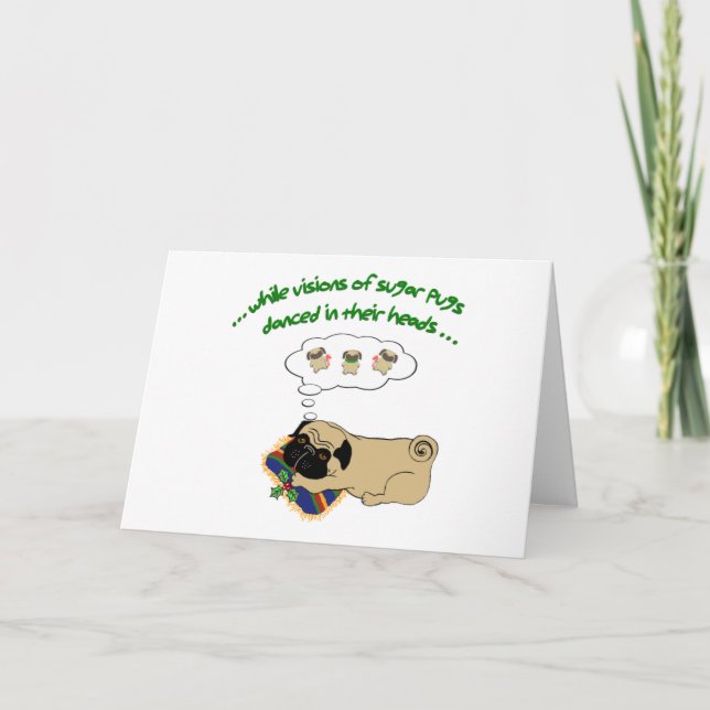 Julsocker Pug Helgkort (Framsida)