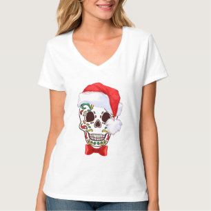 Julsocker Skull med Santa Hat - skjorta T Shirt
