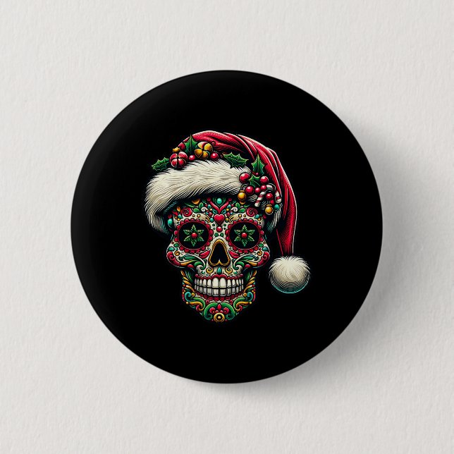 Julsocker Skull Santa Hat Day of the dead Xm Knapp (Framsida)
