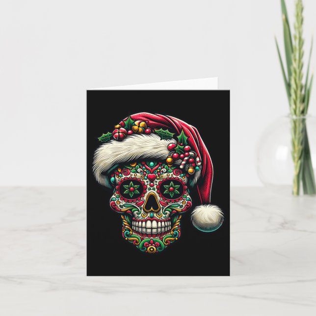 Julsocker Skull Santa Hat Day of the dead Xm Kort (Framsida)