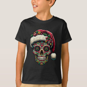 Julsocker Skull Santa Hat Day of the dead Xm T Shirt