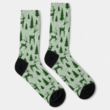 Julsockor, grönt hjort och träd