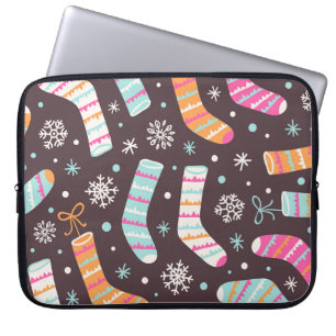 Julsockor och snöflingor: vintage mönster laptop fodral