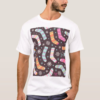 Julsockor och snöflingor: vintage mönster t shirt