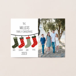 Julsockor som familj med fyra folierat kort