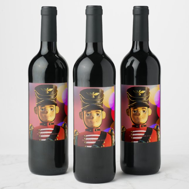 Julsoldaten i leksak figurine SlipperyJoe gay pri Vinflaska Etikett (Flaskor)