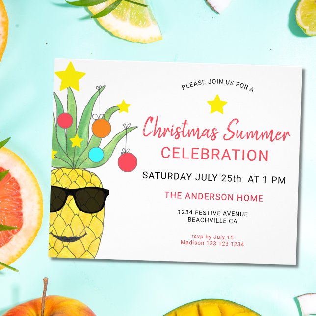 Julsommar-Party-inbjudan för ananas Flygblad (Skapare uppladdad)