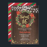 Julsöt 16-dagars krutdurk inbjudningar<br><div class="desc">ALLA TEXTER ÄR REDIGERBARA (förutom Jingle & Mingle) Eleganter men ändå roliga med julens blommigt och löv krans. Perfekt till jul, vintersäsong. Ta den här goda inbjudan nu! Tema: julsäsong: VinterOccasion: sweet sixteen 16:e födelsedagsfesten för flickorFormat: elegant, chic, rusticColors: röd, grönt, guld, brun. Grafik: Rustik brun träbakgrund, snörljus, krans, vattenfärgad...</div>