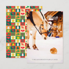 Julsöta djur snö-hästgård land inbjudningar